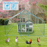 Kkonetoy Walk-In Poultry Cage with Waterproof Cover, 10 X 10 X 6.6ft Metal Chicken Coop and Duck Run