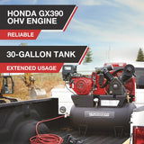 NorthStar Portable Gas-Powered Air Compressor with Honda GX390 OHV Engine, 30-Gallon Horizontal Tank and 24.4 CFM at 90 PSI