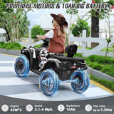 ELEMARA 2-Seater Kids Electric ATV with 10AH Battery, 4mph Max Speed & 2 Charging Ports, 12V Ride-On Quad with LED Headlights, Music & Radio, Green