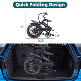 Folding 20′′ x 3.0 Fat-Tire Electric Bike for Adults with 374.4Wh Battery, 20MPH Cargo E-Bike, LCD Color Display and 6-Speed Gears, Fits Riders 50+
