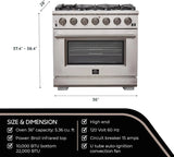 Capriasca Titanium Professional 36-Inch Freestanding Gas Range