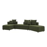 Oversized L-Shaped Sectional Sofa with Chaise Lounge, Upholstered Living Room Couch Featuring 3 Back Pillows and 2 Throw Pillows, Orange