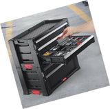 Keter Modular Tool Storage Chest with 5 Drawers, Black Plastic Resin