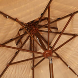 Autlaycil 9-Foot Thatched Tiki Umbrella with Double-Tier Solar LED Lights for Outdoor Pool, Patio and Beach Use