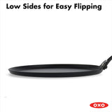 OXO Obsidian 12-Inch Carbon Steel Wok Pan, Pre-Seasoned with Removable Silicone Handle Holder, Induction and Oven Safe, Black