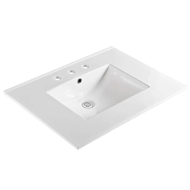 Empire Industries Ceramic Vanity Top in White with Single Hole, 31×22 W x 22×22 L