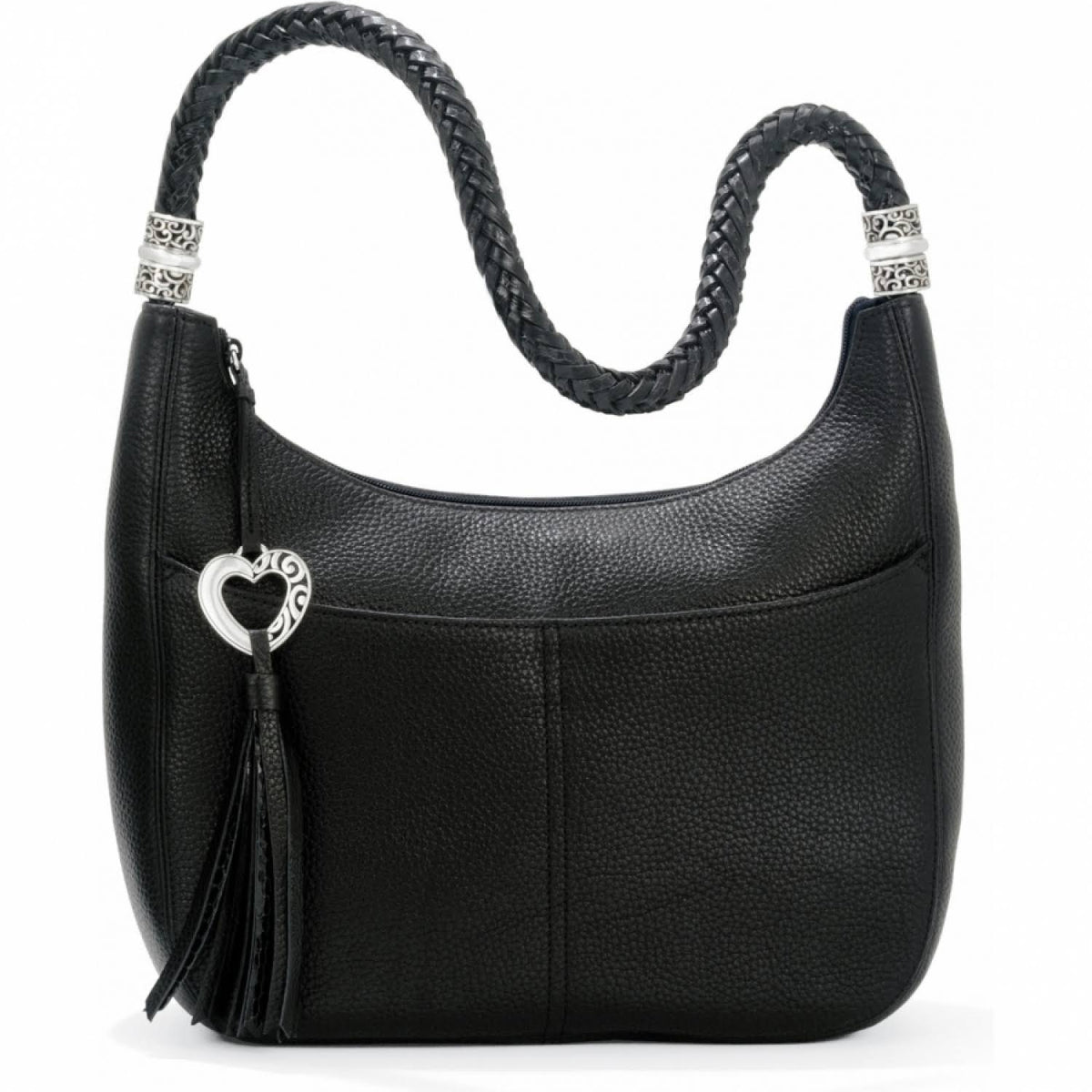 Brighton Barbados Ziptop Hobo Handbag in Black