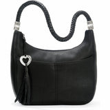 Brighton Barbados Ziptop Hobo Handbag in Black