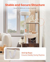 VEVOR 55.12-Inch Cat Tower with Enclosed Litter Box, Multi-Level Condo Design, Perches, Sisal Scratching Posts, and Hammock for Indoor Cats