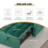 Convertible 3-in-1 Sleeper Sofa Bed with Pullout Bed and Side Pocket, Black Futon Loveseat for Living Room, Bedroom or Small Spaces