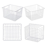 3-Piece Pearl White Freezer Basket Set with Handles, Wire Storage Organizers for Chest and Upright Freezers, Refrigerator Divider Containers