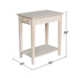 Narrow Transitional End Table in Natural Wood, Featuring One Drawer by Pemberly Row