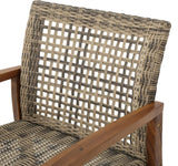 Christopher Knight Home Hampton 2-Piece Outdoor Wicker Club Chair Set with Acacia Wood Frames, Natural Stained / Grey