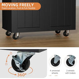 Shintenchi Rolling Kitchen Island Cart with Large Worktop, Cabinet Storage, Drawers, Towel Rack and Wheeled Side-Table Design, White