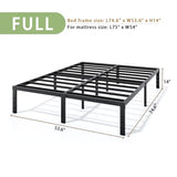 14-Inch Full Platform Bed Frame, Heavy-Duty Metal Mattress Foundation with Underbed Storage, No Box Spring Required, Easy Assembly and Noise-Free Support