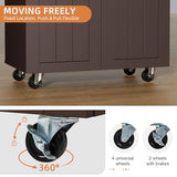 Shintenchi Rolling Kitchen Island Cart with Large Worktop, Cabinet Storage, Drawers, Towel Rack and Wheeled Side-Table Design, White