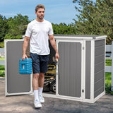 DWVO 5 x 3ft Gray Resin Outdoor Storage Shed with Floor, Window, Waterproof Construction, and Lockable Door for Garden, Yard, or Patio