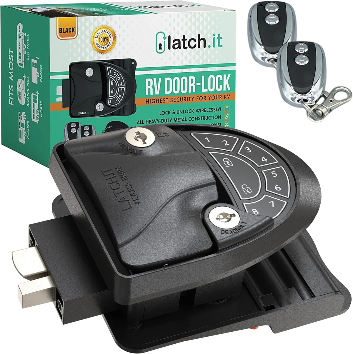 2022 RV Lock Keyless Entry Door Lock with 2 Fobs, Gasket and Screwdriver, All-Metal Design for 2.75 x 3.75 Lock Holes