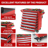 Rolling Metal Tool Chest with 5 Lockable Drawers, Mobile Garage Storage Cabinet on Wheels for Workshop, Warehouse or Repair Shop