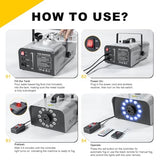 1500W Outdoor Fog Machine with 20000CFM Output, 2L Tank, LED Lighting, 13 Colors, 4 Light Modes and Dual Wireless Remotes