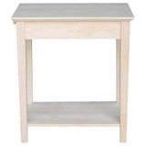 Narrow Transitional End Table in Natural Wood, Featuring One Drawer by Pemberly Row
