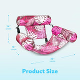 Sloosh Inflatable Pool Lounge Chair with Plant Pattern, Floating Hammock Mat for Adults, Water Raft for Pool, Beach and Summer Parties
