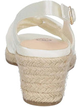 BELLA VITA Womens Kimora Espadrille Wedge Shoes, White Padded Round-Toe Design with Buckle, Size 10 M