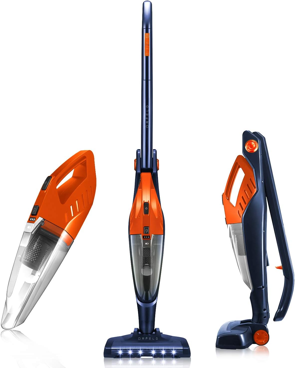 ORFELD EV660R Cordless Stick Vacuum, 4-in-1 Upright Cleaner with Up to 40 Mins Runtime for Hardwood, Carpet, Pet Hair and Cars