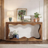 Tribesigns 63-Inch Farmhouse Console Table in Brown, Featuring Storage for Entryways, Hallways, Living Rooms, or Behind the Sofa