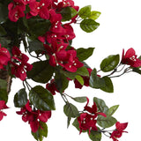Nearly Natural Bougainvillea Hanging Basket in Red with UV-Resistant Construction for Indoor or Outdoor Use