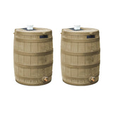 2-Pack Good Ideas Rain Wizard 50-Gallon Rain Barrels for Water Collection, Khaki
