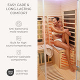 SAUNASOFA 2-Seater Sauna Mat and Pillow Set, Heat-Resistant Seat Cushion Kit for Infrared and Finnish Saunas, Gray