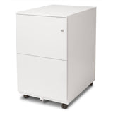 Aurora FC-102WT Modern Soho 2-Drawer Mobile File Cabinet, Fully Assembled Metal Storage with Lock and Key, White
