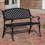 Patio Sense Antique Bronze Cast Aluminum Bench for Outdoor Patios