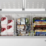 3-Piece Pearl White Freezer Basket Set with Handles, Wire Storage Organizers for Chest and Upright Freezers, Refrigerator Divider Containers