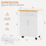 Shintenchi Rolling Kitchen Island Cart with Large Worktop, Cabinet Storage, Drawers, Towel Rack and Wheeled Side-Table Design, White