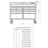 Husky Mobile Workbench with 9 Drawers and Solid Wood Top, 46 in. W x 24.5 in. D