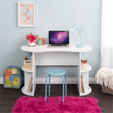 Compact White Student Desk by Pemberly Row, Designed with Convenient Storage