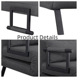 Convertible 3-in-1 Sleeper Sofa Bed with Pullout Bed and Side Pocket, Black Futon Loveseat for Living Room, Bedroom or Small Spaces