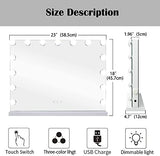 Zdorzi 31.5x 23.6 Wall-Mounted Vanity Makeup Mirror with 18 Dimmable LED Bulbs, 3 Color Modes and Touch Control, Hollywood-Style Dressing Room Mirror, White