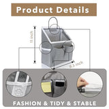 3-Piece Wall-Mounted Hanging Organizer Set with Linen Fabric Baskets, Pockets and Waterproof Storage for Kitchen, Bedroom, Office or RV Camper, White