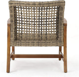 Christopher Knight Home Hampton 2-Piece Outdoor Wicker Club Chair Set with Acacia Wood Frames, Natural Stained / Grey