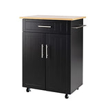 Shintenchi Rolling Kitchen Island Cart with Large Worktop, Cabinet Storage, Drawers, Towel Rack and Wheeled Side-Table Design, White