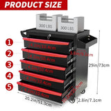 Rolling Metal Tool Chest with 5 Lockable Drawers, Mobile Garage Storage Cabinet on Wheels for Workshop, Warehouse or Repair Shop