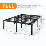14-Inch Full Platform Bed Frame, Heavy-Duty Metal Mattress Foundation with Underbed Storage, No Box Spring Required, Easy Assembly and Noise-Free Support