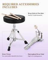 Eastar 3-Piece Kids Drum Set with 14-Inch Bass Drum, Adjustable Throne, Cymbal, Pedal, and 2 Pairs of Drumsticks, Metallic Sky Blue