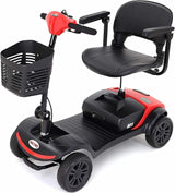 4-Wheel Electric Mobility Scooter for Adults and Seniors with Extended-Range Battery, Charger, and Basket
