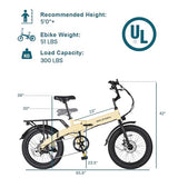 Folding 20′′ x 3.0 Fat-Tire Electric Bike for Adults with 374.4Wh Battery, 20MPH Cargo E-Bike, LCD Color Display and 6-Speed Gears, Fits Riders 50+