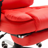 HOMCOM Reclining Executive Home Office Chair with PU Leather Upholstery and Footrest, Red