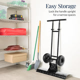 36in Galvanized Heavy-Duty Snow Pusher with 2 Wheels, Adjustable Handle & Blade Angle for Snow Removal, Black